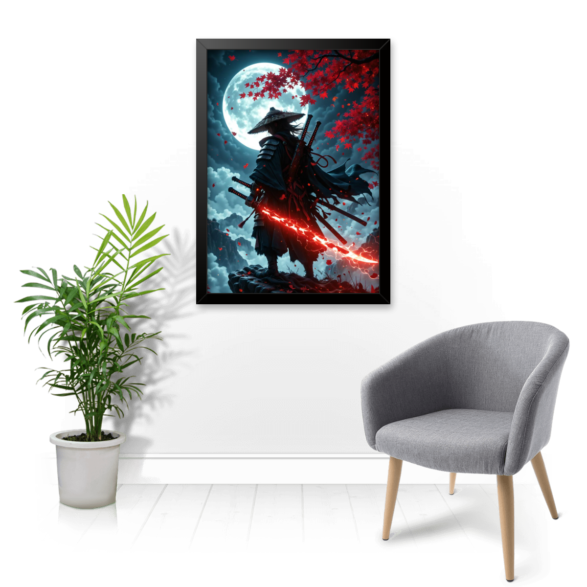 Quadro Samurai Red Katana